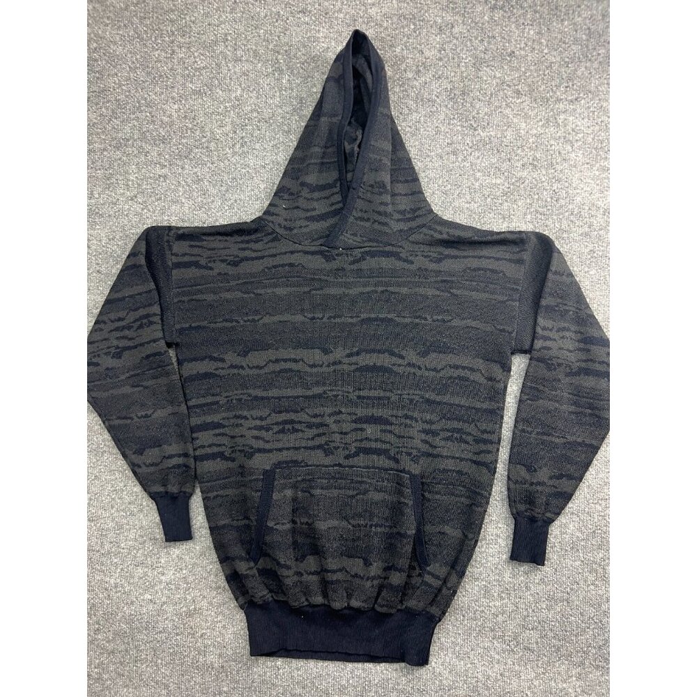 Morse Code Hoodie Men's Small Black Gray Camouflage Striped‎ Pullover Pockets